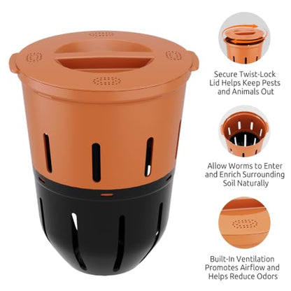 In-Ground Worm Compost Bin, 2 Pack 3.3 Gallon Worm Composter