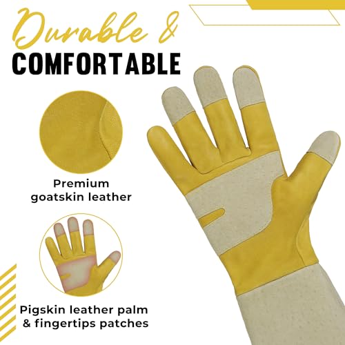HANDLANDY Rose Pruning Gloves for Men Women, Thorn Proof Gardening Gloves - color: Butter Yellow, size: Small (Pack of 1)
