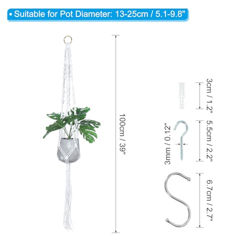 PATIKIL Macrame Hanging Planter, 2 Pack 39 Inch Handmade Hanging Plant Holders Flower Pot Hanger Flower Pot Hanger for Indoor Outdoor Decor, White - color: White