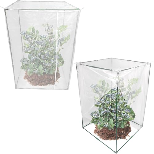2 Sets 34"x34"x50" Ultra Fine Mesh Garden Netting with Frame Insect Barrier - size: 34x34x50"