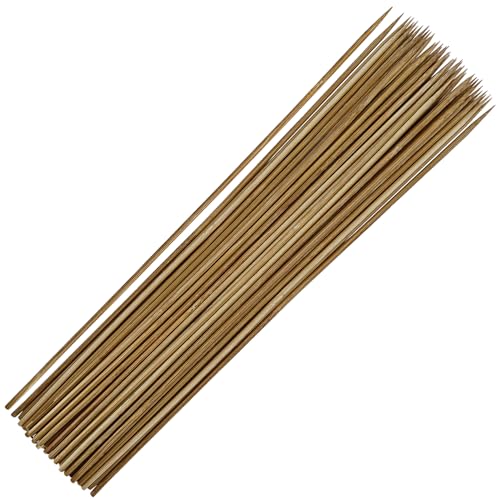 HAHIYO 12Inches 50Pcs Natural Carbonized Bamboo Plant Stake Wood Garden Stake Bamboo Rod Wooden Plant Support Floral Stick for Orchid Tomato Potted Indoor Outdoor Gardening - size: 12In-50P