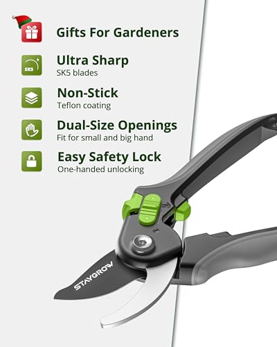 8.5" Pruning Shears for Gardening SK5 Sharp Garden Shears - size: 8.5 Inch Bypass