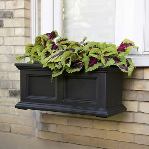Mayne Fairview 24in Self-Watering Rectangular Window Box Planter, Black - color: Black, size: 24in