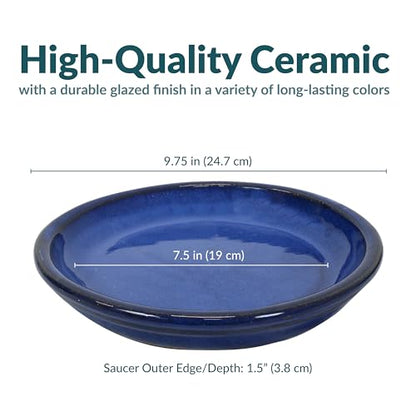 Sunnydaze 7" Ceramic Plant Saucers for Planters, 2pk, Imperial Blue - color: Imperial Blue, size: 7 in