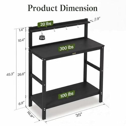 YEFU Potting Table, All-Weather Resistant,Black - color: Black, size: Classic