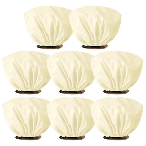 8 Pcs Plant Covers Frost Protection Bag 31.5"X23.6" Winter Reusable Plants Jacket with Drawstring Shrub Protection Wraps Bags Frost Blanket for Winter Outdoor Garden Plants - color: Beige, size: 31.5 x 23.6 Inch