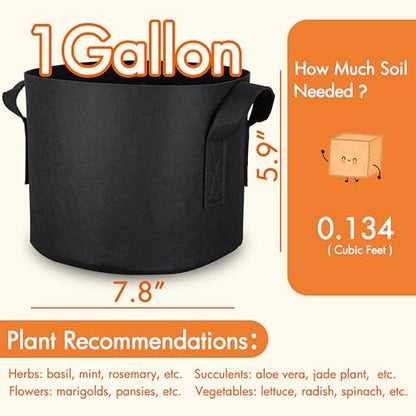 Gardzen 10-Pack 1 Gallon Grow Bags Fabric Pots with Heavy Duty Handles - size: 1 Gallon