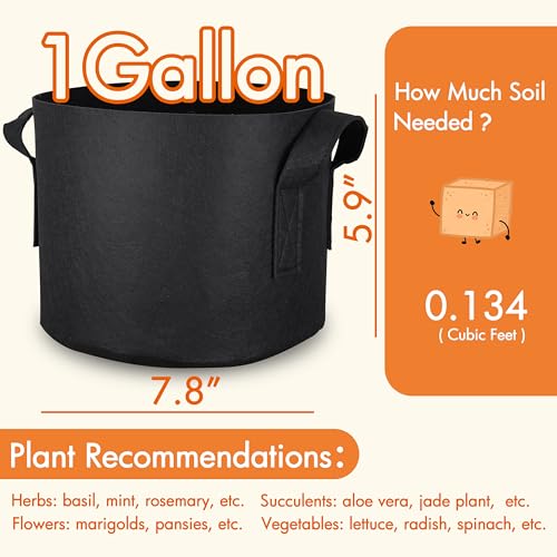 Gardzen 10-Pack 1 Gallon Grow Bags Fabric Pots with Heavy Duty Handles - size: 1 Gallon