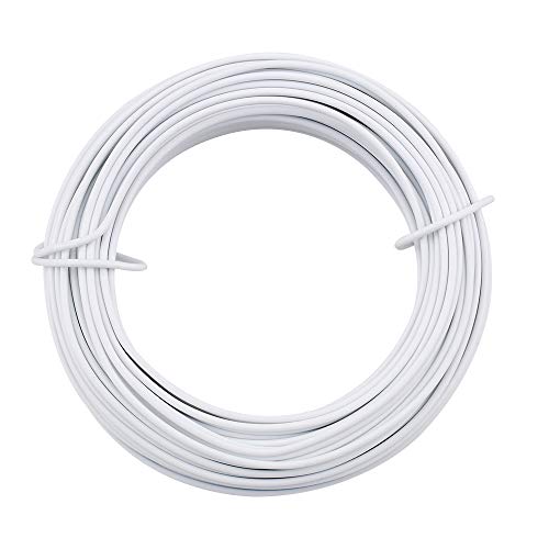 KINGLAKE 66 Feet White Sturdy Plastic Coated Garden Wire 2mm Plant Twist Tie - color: White
