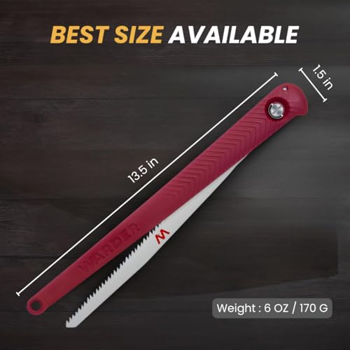 Warder Folding Saw - Portable Hand Saw for Wood & Tree Cutting, Camping & Hunting, Foldable & Durable Design