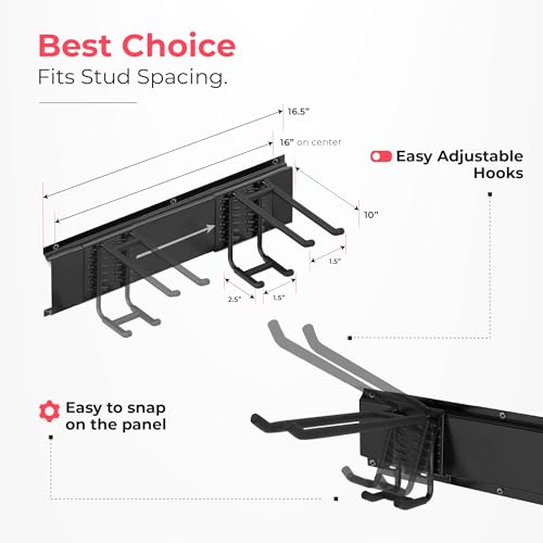 TIDYME Garage Wall Organizer, Shovel Holder Wall Mount, 48" Double Hooks - size: 48", style: Double Hooks