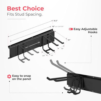 TIDYME Garage Wall Organizer, Shovel Holder Wall Mount, 48" Double Hooks - size: 48", style: Double Hooks