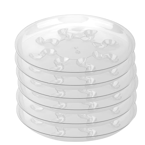6 Pack Clear PET Plant Drip Tray Plastic Heavy Duty Plant Saucer Drip Trays for pots,Plate Water Catcher, Plant Drainage Tray (14") - size: 14 inch