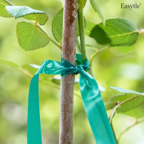 Easytle 2 Pack x 150 ft Stretch Tie Tape Roll, 1/2" Garden Tie Tape, Thick Sturdy Plant Ribbon Garden Green Vinyl Stake Gardening Tools for Indoor Outdoor Patio Plant Use - size: 300 ft