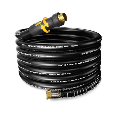 Heavy Duty Garden Hose 50ft, 5/8" Rubber Hose Durable 4 Layer Construction - size: 50ft 5/8"