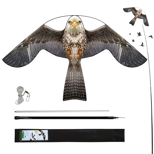 Bird Scarer Kite with 13ft Pole Bird Hawk Flying Kite-Style B - color: style B with 4m pole