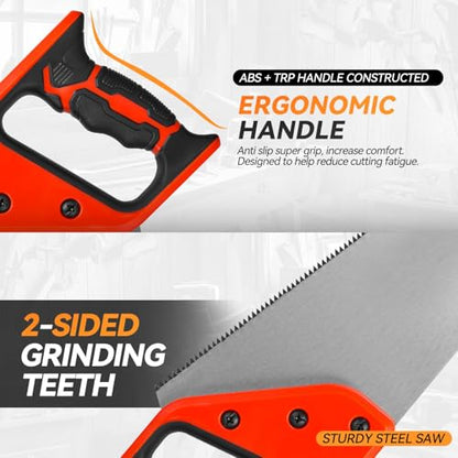 Auto Dynasty 3pcs Handsaw Set, Bow Saw Back Saw Hand Cuts for Sawing, Trimming, Gardening, Cutting Wood, Drywall, Plastic Pipes, Sharp Blade - style: 3pcs Hand Saw