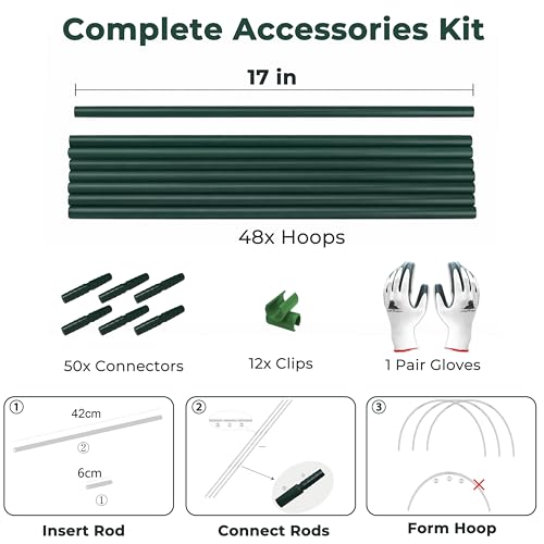 Gardzen Garden Hoops for Raised Beds - size: 11.3 ft x 6pcs
