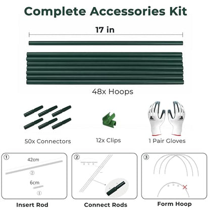Gardzen Garden Hoops for Raised Beds - size: 11.3 ft x 6pcs