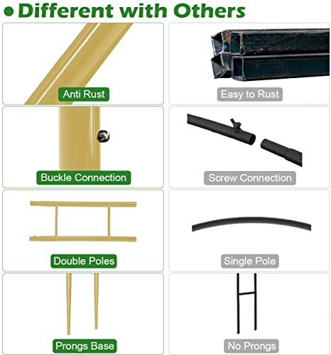 Queension Extra Large Garden Arch 7.2Ft Wide 9.2Ft High, Gold - color: Gold, size: 9.2FT