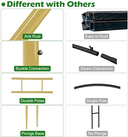 Queension Extra Large Garden Arch 7.2Ft Wide 9.2Ft High, Gold - color: Gold, size: 9.2FT