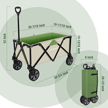 HAUSHOF Collapsible Outdoor Utility Wagon, 176 lb Load Capacity, Green - color: Green
