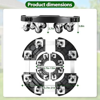 Plant Stand With 8 Locking Wheels,15-21In Adjustable Rolling Plant Stands