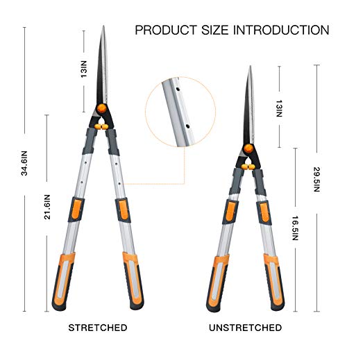 AIRAJ Telescopic Hedge Clippers & Shears,Extendable Hedge Clippers Heavy Duty,7.5" Sharp Pruning Shears,Garden Trimmers,Hand Loppers,Grass Clippers Shears Set,for Trimming Borders,Boxwood,and Bushes