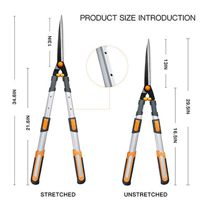 AIRAJ Telescopic Hedge Clippers & Shears,Extendable Hedge Clippers Heavy Duty,7.5" Sharp Pruning Shears,Garden Trimmers,Hand Loppers,Grass Clippers Shears Set,for Trimming Borders,Boxwood,and Bushes