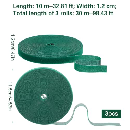 Sibba Plant Ties, 3 Rolls 98 Ft Green Garden Tape for Climbing Plants, 12mm