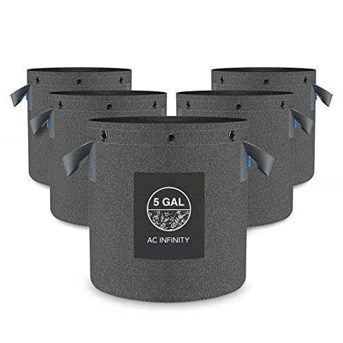 AC Infinity Heavy-Duty 500G Fabric Pots, 5 Gallon Grow Bags 5-Pack - size: 5 Gallon