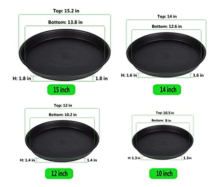 8 Pack 10Inch 12Inch 14Inch 15 Inch Plant Saucer Plastic Plant Saucer Drip Trays Plant Saucers for Indoors Outdoor Plant (10+12+14+15 inch) Black - color: 10+12+14+15