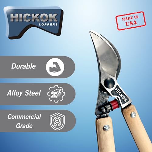 Hickok Heavy Duty Tree Lopper – 30" Long Reach Tree Branch Cutter with Hickory Wood Handles | Professional Arborist Pruning Tool Made in USA