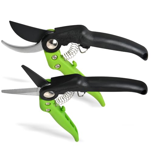 YARDSMITH Garden Pruning Shears 2 Pack, 7.68" Bypass Pruning and Straight, Premium Plant Shears, Garden Clippers Hand Tools for Cutting Flowers, Trimming Plants, Picking Fruits