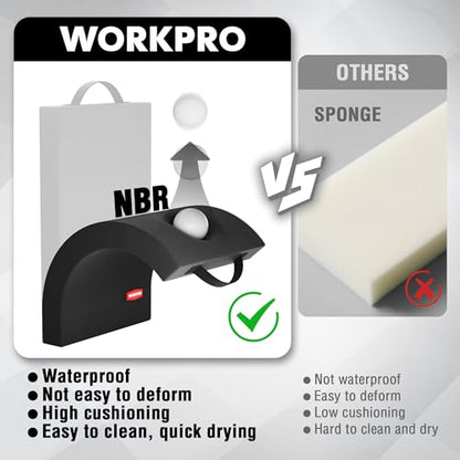 WORKPRO 17" Kneeling Pad with Removable Cover, Soft NBR Foam Cushioning - color: Black