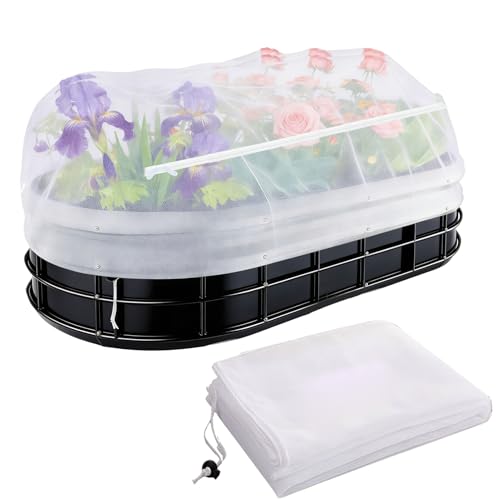 1 Pack Garden Netting for Raised Beds, Fine Mesh Bird Netting Barrier Screen with Zipper Drawstring Garden Bed Plant Cover for Protect Vegetable Fruits Crop from Animals Pest Insect, 8.2×4.3×2Ft - size: 8.2×4.3×2Ft-1 pcs