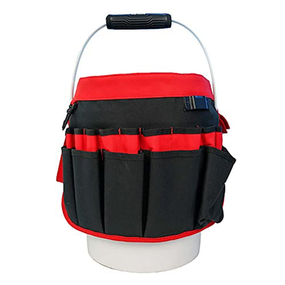 MELOTOUGH Bucket Tool Organizer With 35 Pockets Fits to 3.5-5 Gallon Bucket (Red) - color: Red