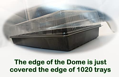 RooTrimmer 10 Pcs Humidity Dome, Plastic Clear Seed Starter Dome 1020 Tray Covers Humidifying and Insulating for Greenhouse Germination and Garden Growing (21.5"×11.5", 3.15" Height, 10-Pack) - size: 1020 3.15 Inch Dome-10P