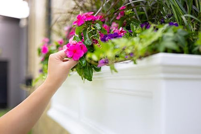 Mayne Fairfield 4ft Window Box - White - Durable Self Watering Resin Planter with Wall Mount Brackets, Plastic (5823-W) - color: White, size: 48in