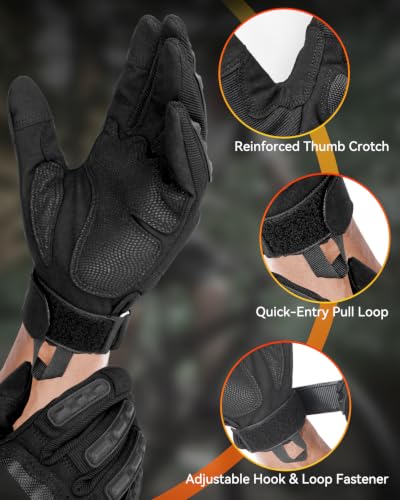 Motorcycle Tactical Gloves Men Women with Knuckle Protection Touchscreen - size: Medium