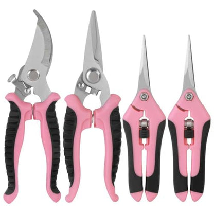 4Pcs Stainless Steel Garden Pruning Shears for Plants, Landscaping（Pink）