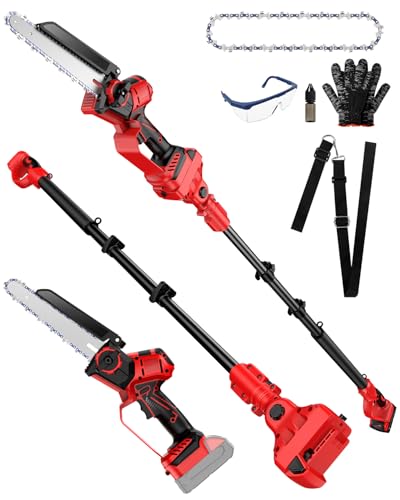 2-IN-1 Cordless Pole Saw and Chainsaw Compatible with Milwaukee Battery