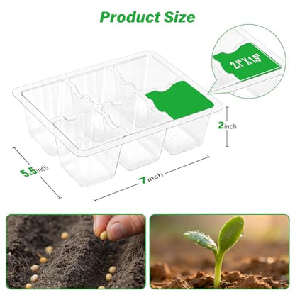 Bonviee 10-Pack Seed Starter Trays, 6-Cell Insert Trays, Clear - color: Clear, size: 60 XL Cells