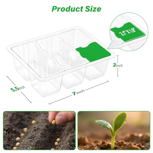 Bonviee 10-Pack Seed Starter Trays, 6-Cell Insert Trays, Clear - color: Clear, size: 60 XL Cells