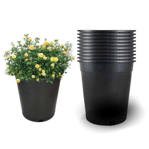 10 Packs 5 Gallon Flexible Nursery Pot Plastic Gallon Pots for Plants Suitable for Indoor and Outdoor - size: 10 Pcs 5 Gallon