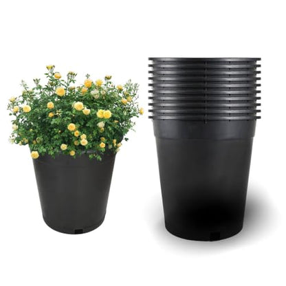 10 Packs 5 Gallon Flexible Nursery Pot Plastic Gallon Pots for Plants Suitable for Indoor and Outdoor - size: 10 Pcs 5 Gallon
