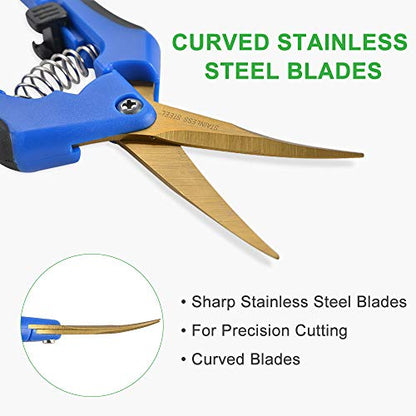 GROWNEER 3 Packs Pruning Shears with Straight Precision Blades, 6 Packs Shears with Curved Blades Gardening Hand Pruning Snips