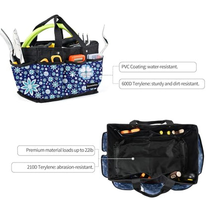 Housolution 14 Inch Gardening Tote Bag, Garden Storage Bag, Blue Flowers - color: Blue Flowers, size: 14 Inch
