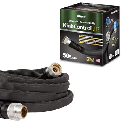 Kink Control Lite, Doesn’t Expand or Burst, Extremely Light Weight, Garden Hose, Water Hose with Superior UV Resistance, Ergonomic Grip, High Burst Strength,Kink Resistance, 50 Ft - size: 5/8" x 50 ft, style: Fabric Jacket