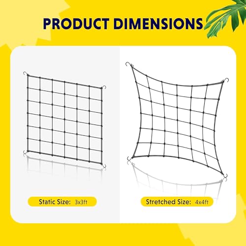 Simple Deluxe Elastic Trellis Netting for 4x4', Heavy Duty Elastic Plant with Hooks, Flexible Hydroponics Support for Grow Tent, Gardening, Climbing Plants, 1 Pack, Black
